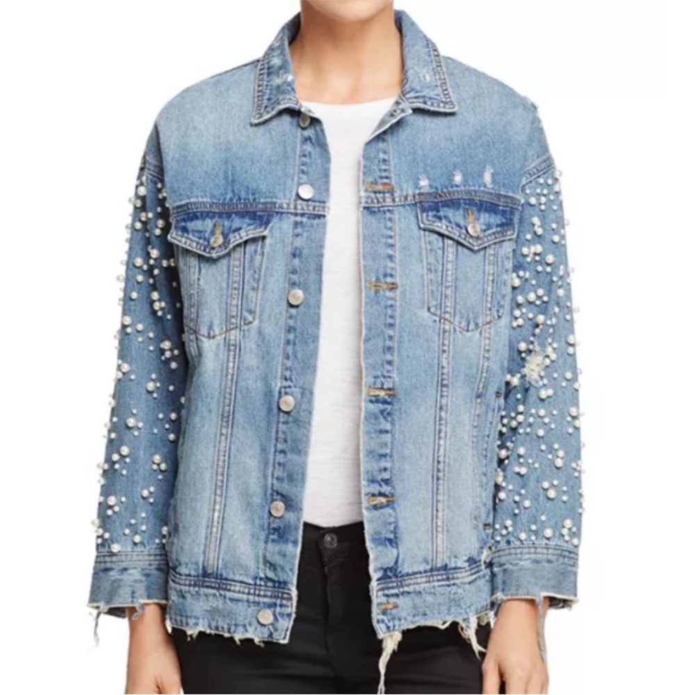 Pearl Embellished Denim Jacket - Picture 4 of 4